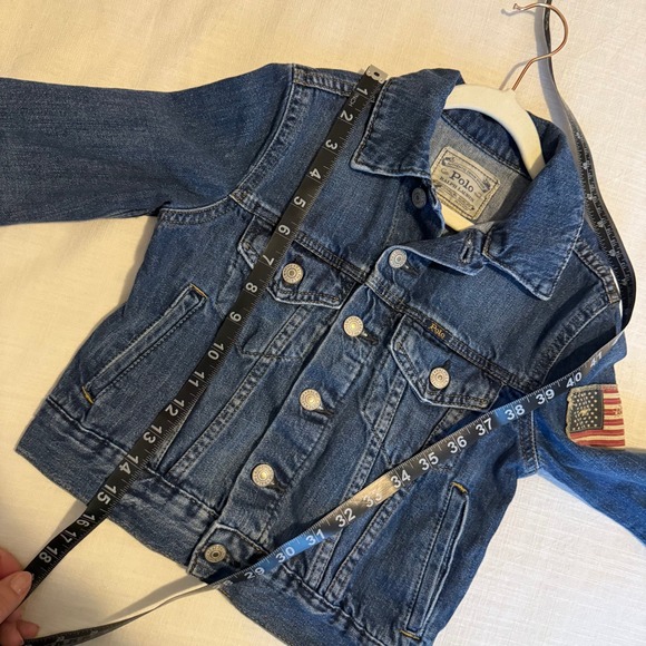 Polo Ralph Lauren Kids Denim Jacket American Flag Patch Blue Jean Size S/P/CH - Picture 6 of 6
